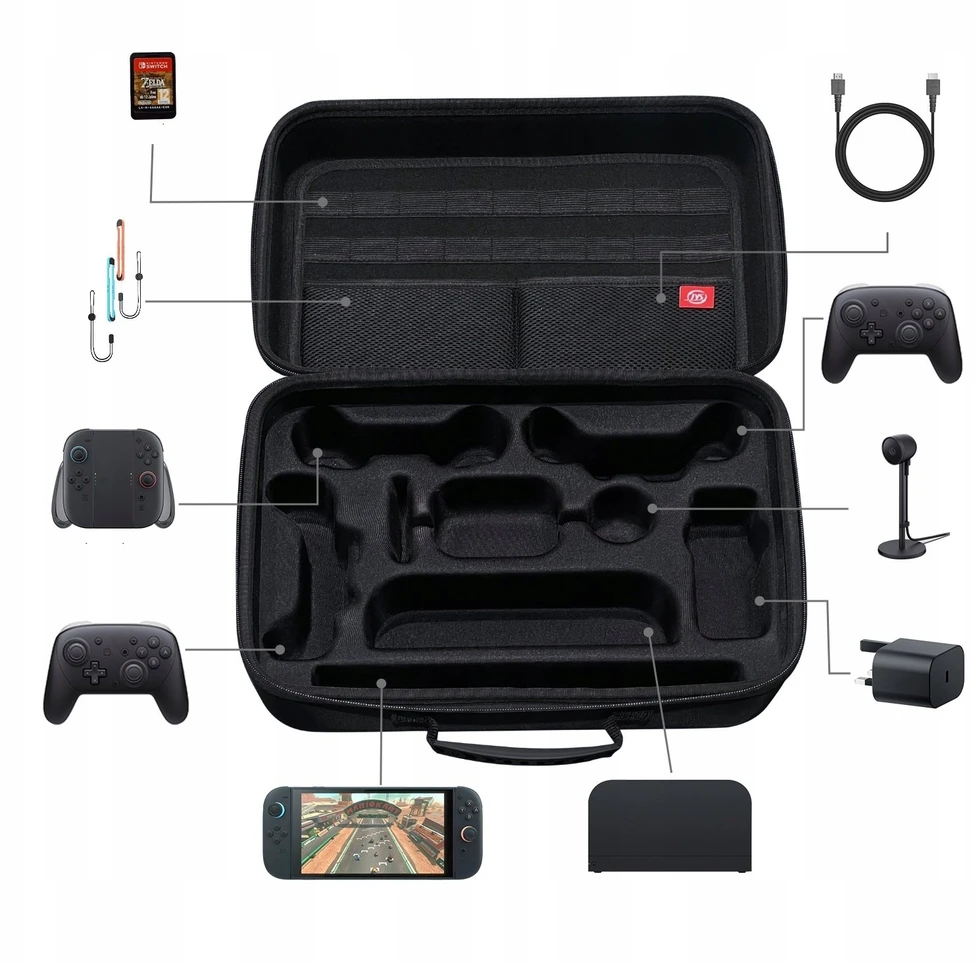 JYS Dėklas Didelis Krepšys Lagaminas Futliaras Dėklas Standus Eva Case Nintendo Switch 2 / Ns 2 / Jys-ns2323