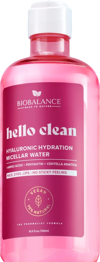 Bio Balance Hyaluronic Hydration drėkinantis ir valomasis micelinis vanduo jautriai odai, 500 ml