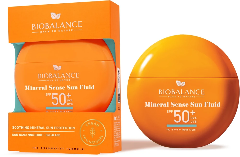 Bio Balance Mineral Sense apsauginis nuo saulės skystis veidui prieš buvimą saulėje SPF 50, 40 ml