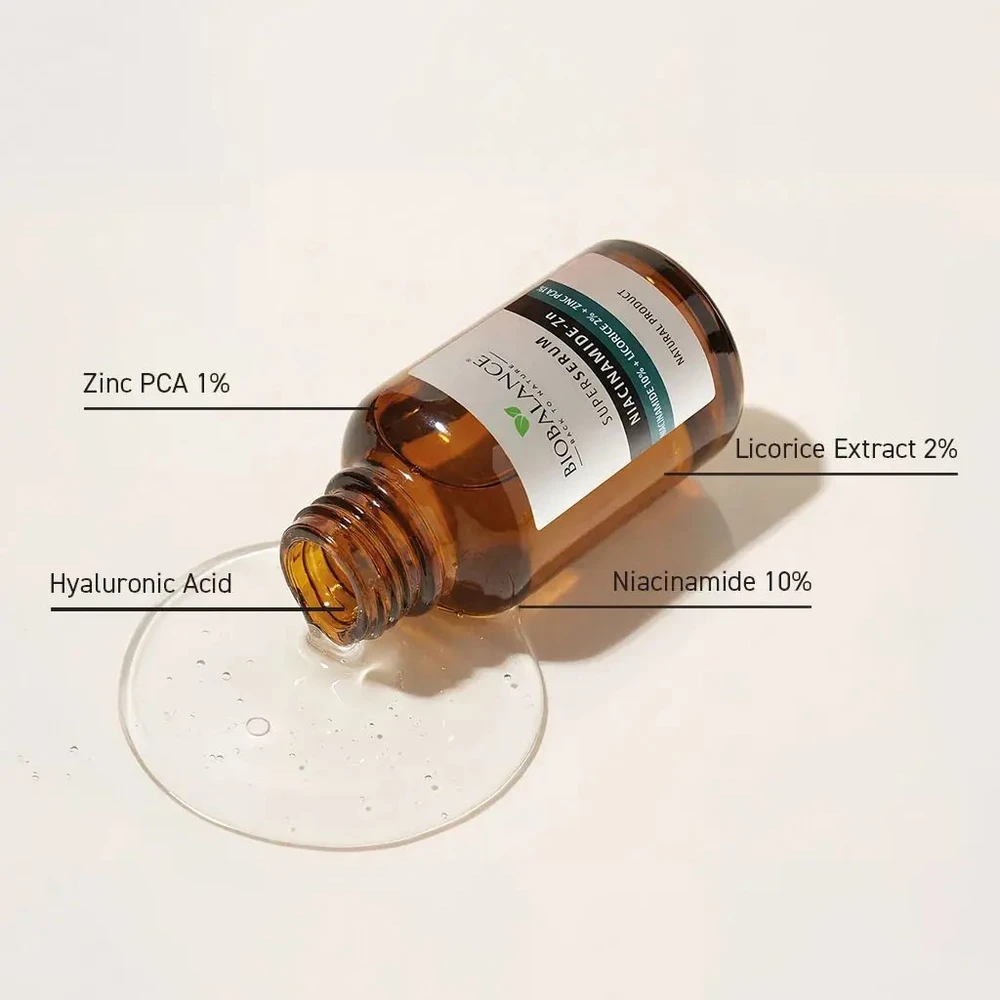 Bio Balance niacinamido ir cinko priešpigmentinis dieninis ir naktinis veido serumas, 30 ml