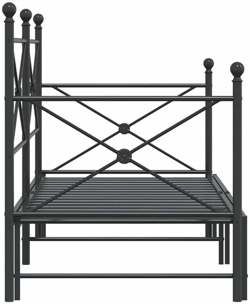 kušetė su kušete be čiužinio Juodas 90x200 cm Plienas