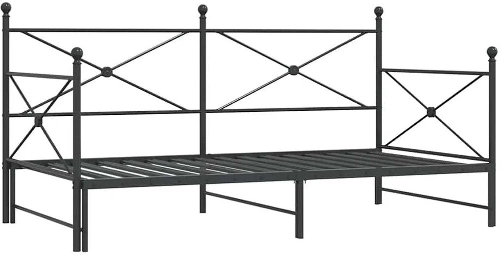 kušetė su kušete be čiužinio Juodas 100x200 cm Plienas