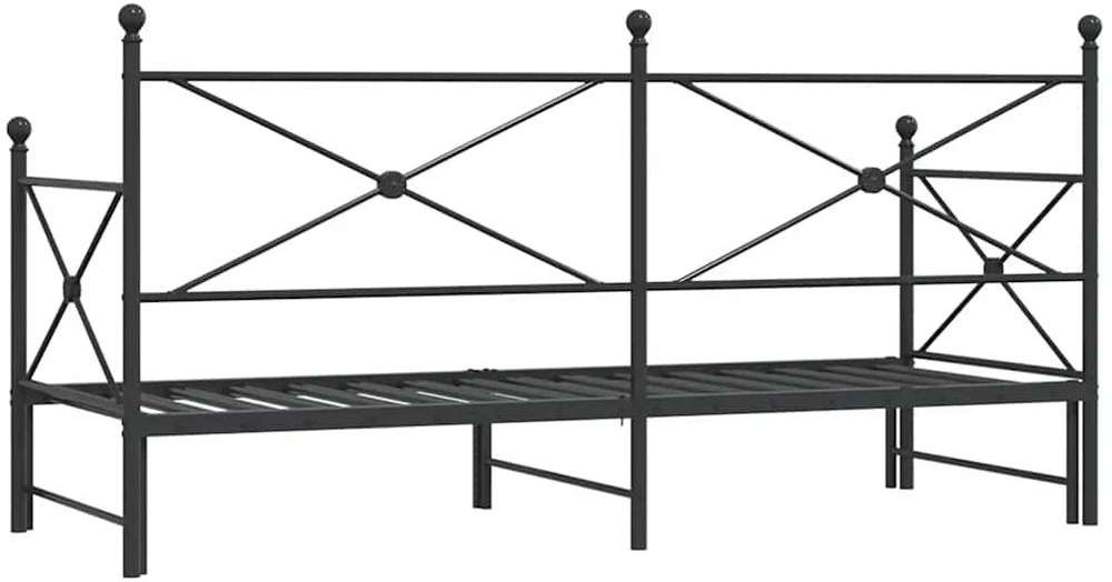 kušetė su kušete be čiužinio Juodas 90x200 cm Plienas