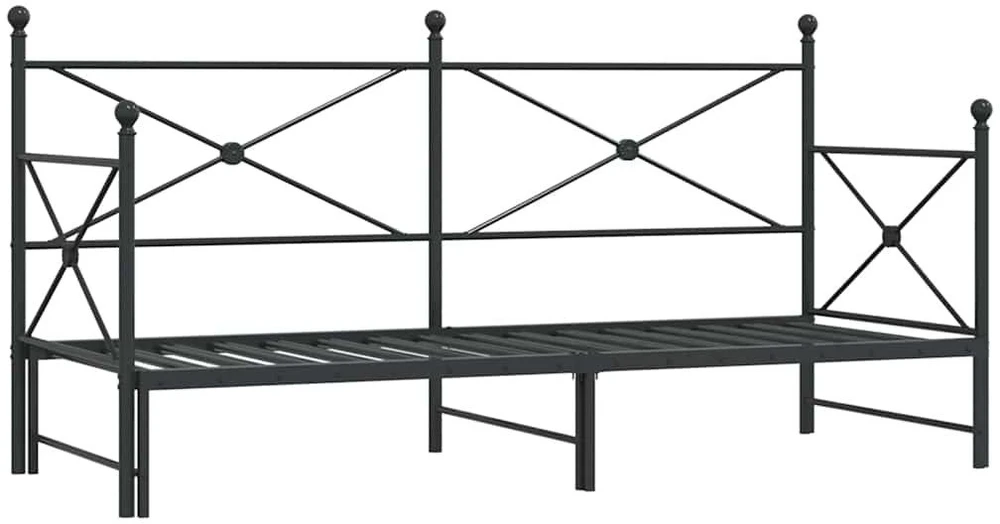kušetė su kušete be čiužinio Juodas 90x200 cm Plienas