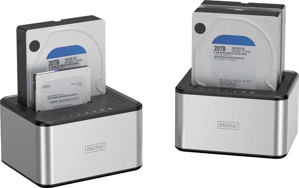 „Digitus USB 3.0“ dviguba SATA HDD prijungimo stotis 2,5"/3,5"