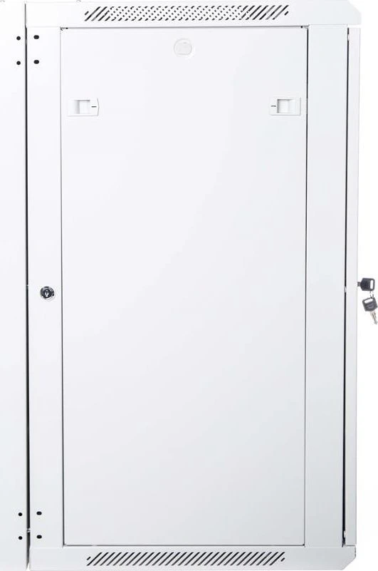 Digitus 19" 18U prie sienos montuojama tinklo spintelė 600x600, stiklinės durys, pilka, sekcijinė, surinkta, 60kg