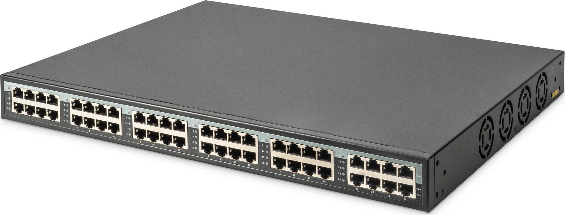 Šakotuvas „Digitus“ | 24 prievadų 10G Ethernet PoE+ injektorius, 802.3at, 370 W | DN-95117