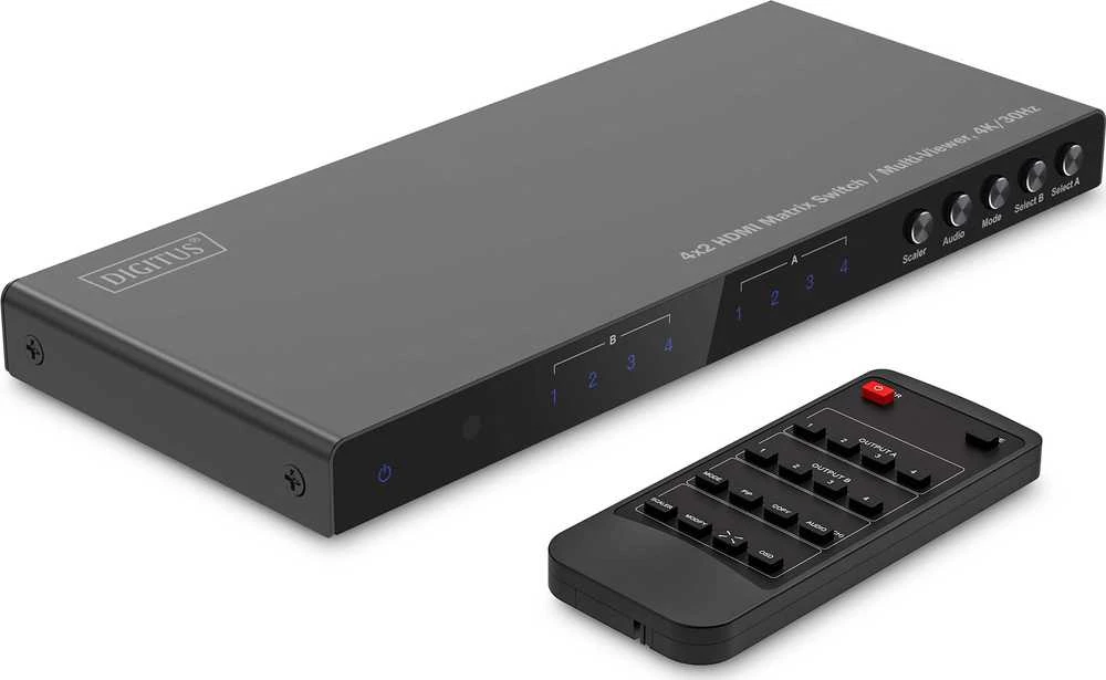 „Digitus“ 4x2 HDMI matricos jungiklis / kelių peržiūrų programa, 4K/30Hz | DS-55345 | Juodas