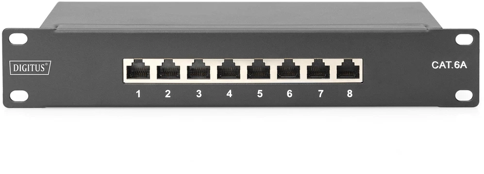 DIGITUS CAT 6A, E klasės komutacinė panelė, ekranuota, juoda
