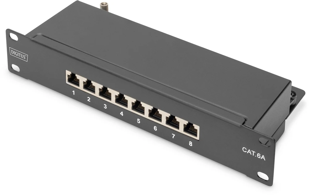 DIGITUS CAT 6A, E klasės komutacinė panelė, ekranuota, juoda