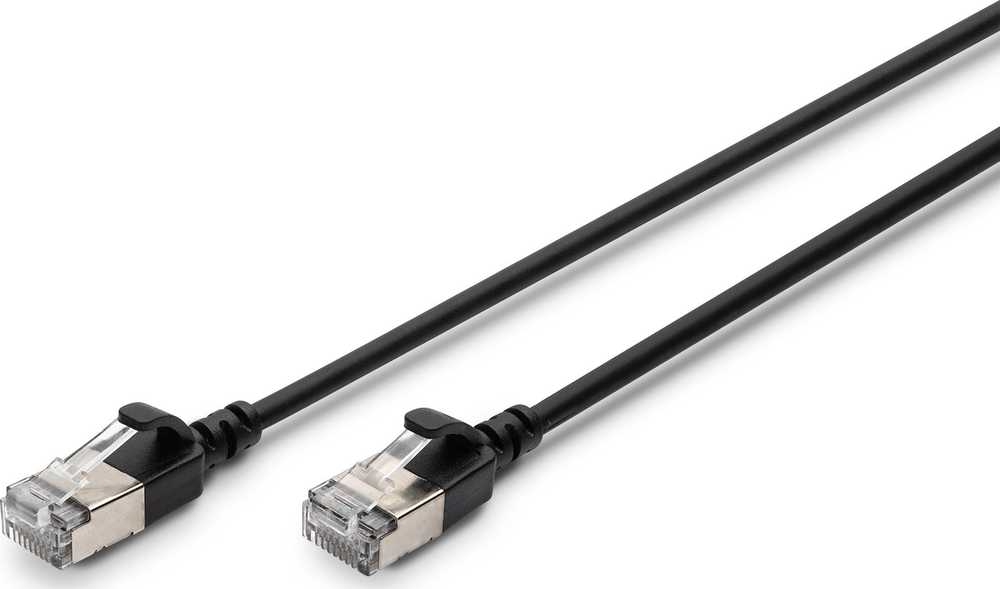 Digitus CAT 6A klasa Ea, F/FTP, skrętka patch, Cu, LSZH, AWG 32/7, ilgis: 0,3 m, juoda