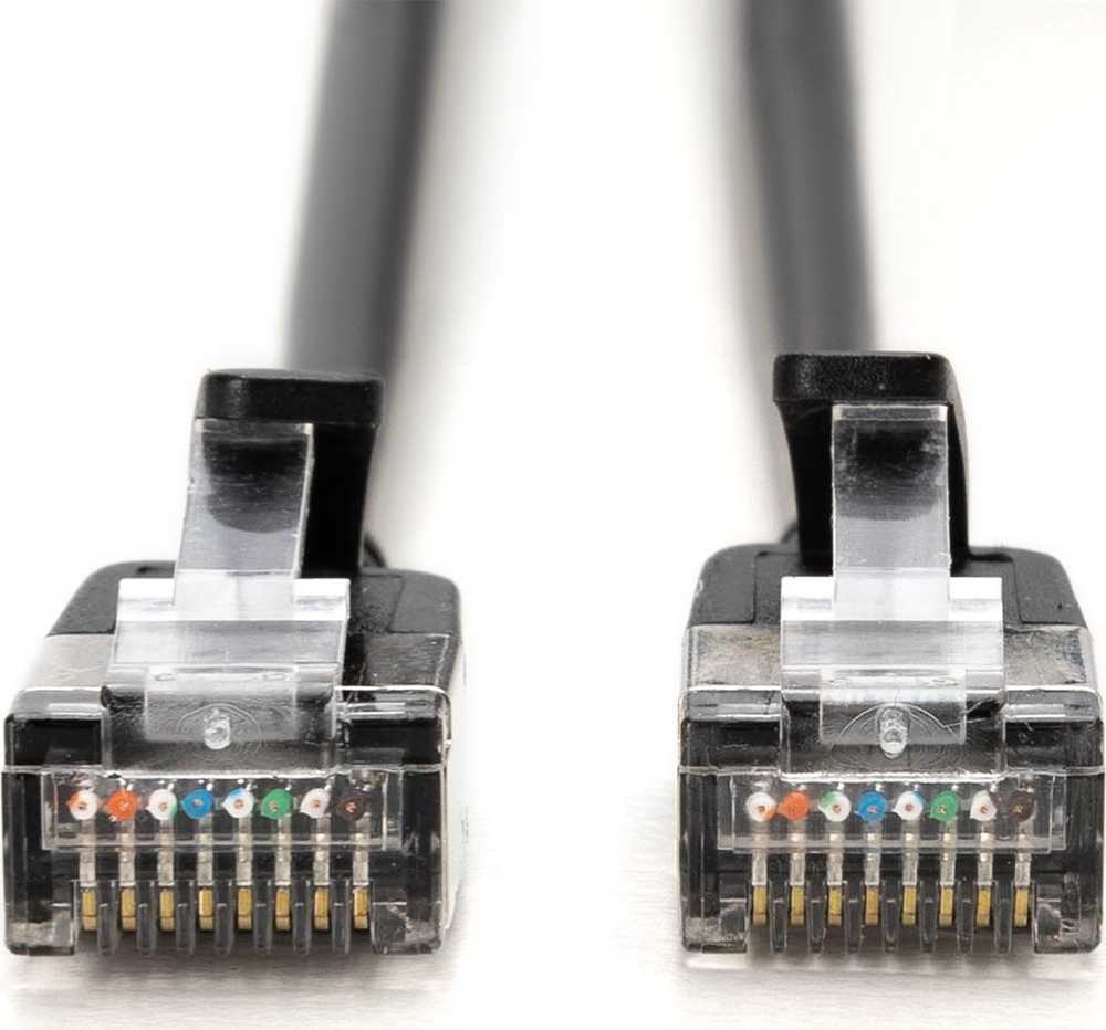 Digitus CAT 6A klasa Ea, F/FTP, skrętka patch, Cu, LSZH, AWG 32/7, ilgis: 0,3 m, juoda