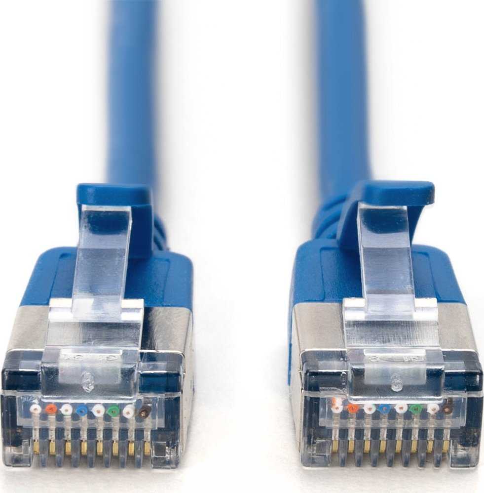 Digitus CAT 6A klasa Ea, F/FTP, skrętka patch, Cu, LSZH, AWG 32/7, ilgis: 1,5 m, mėlyna