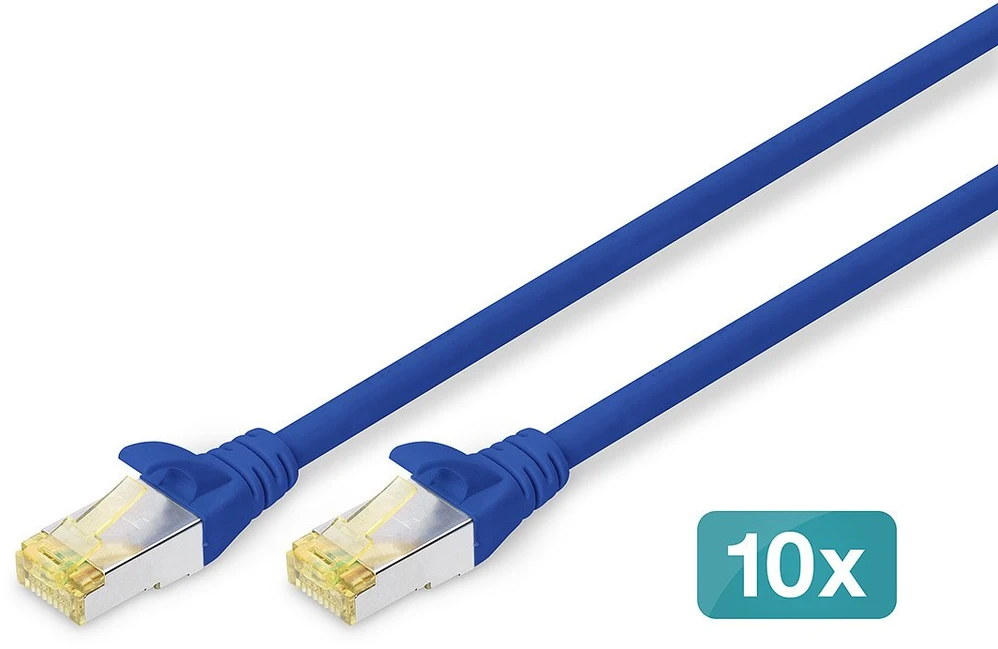 Digitus Kabelis krosowy CAT 6A, S/FTP, 0.25m, 10 vnt, mėlyna (DK-1644-A-0025-B-10)