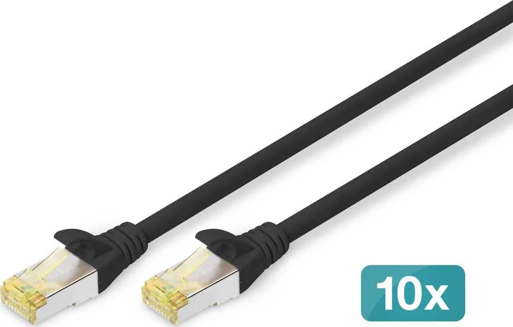 Digitus Kabelis krosowy CAT 6A, S/FTP, 0.5m, 10 vnt, juoda (DK-1644-A-005-BL-10)