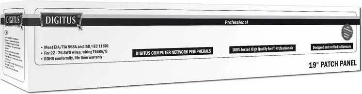 Assmann Electronic DIGITUS Komutacinė panelė 1HE 24 prievadų Cat6a ekranuota šviesiai pilka
