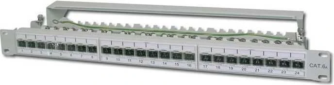 Assmann Electronic DIGITUS Komutacinė panelė 1HE 24 prievadų Cat6a ekranuota šviesiai pilka