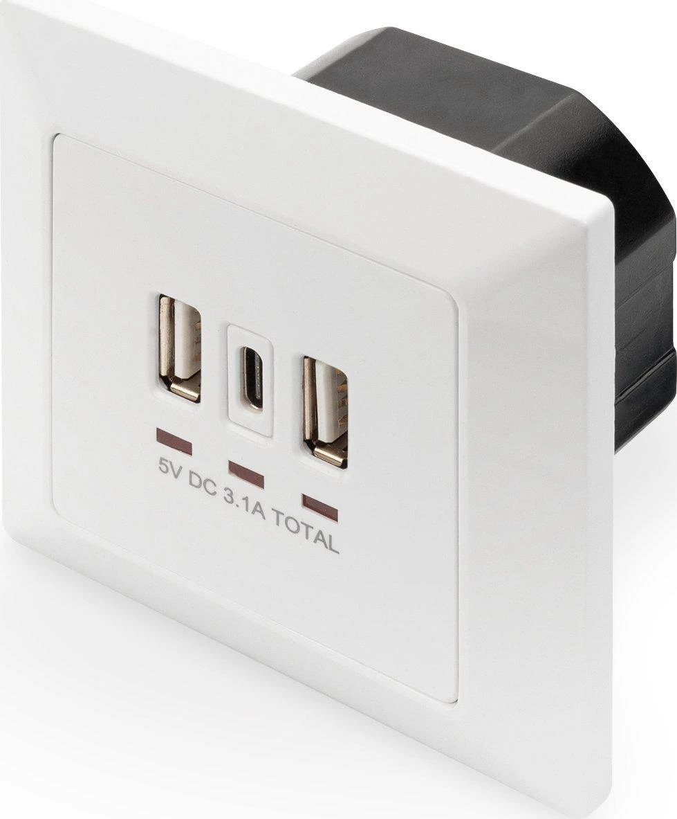 Digitus Skaitmenas | Lizdas su USB A ir USB-C prievadais, įmontuotas
