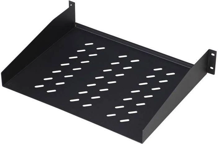 „Digitus“ | Fiksuota lentyna stelažams | DN-19 TRAY-2-55-SW | Fiksuoto montavimo lentynas galima lengvai sumontuoti ant dviejų priekinių 483 mm (19 colių) profilio bėgelių jūsų 483 mm (19 colių) tinklo arba serverių spintoje. Dėl stabilaus, perforuoto plieno lakšto, pasižyminčio didele apkrova, jie yra optimalus paviršius komponentams, kurie netinka 483 mm (19 colių). | Juodas