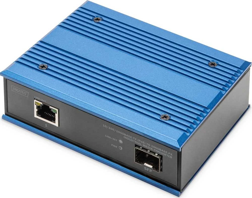 Maršrutizatorius Digitus 10/100/1000Base-TX PoE zu 1000Base-FX Medienkonverter
