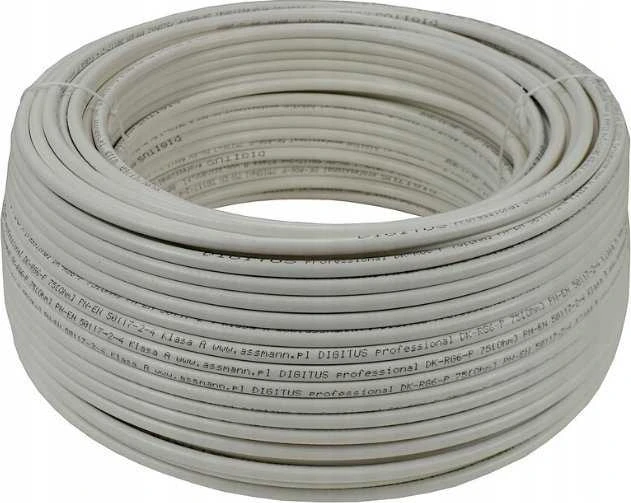 Assmann Electronic DIGITUS koaksialinis kabelis RG-6 75 omų ekranuota folija + pynė 77 procentai Eca PVC 500m baltas ritė