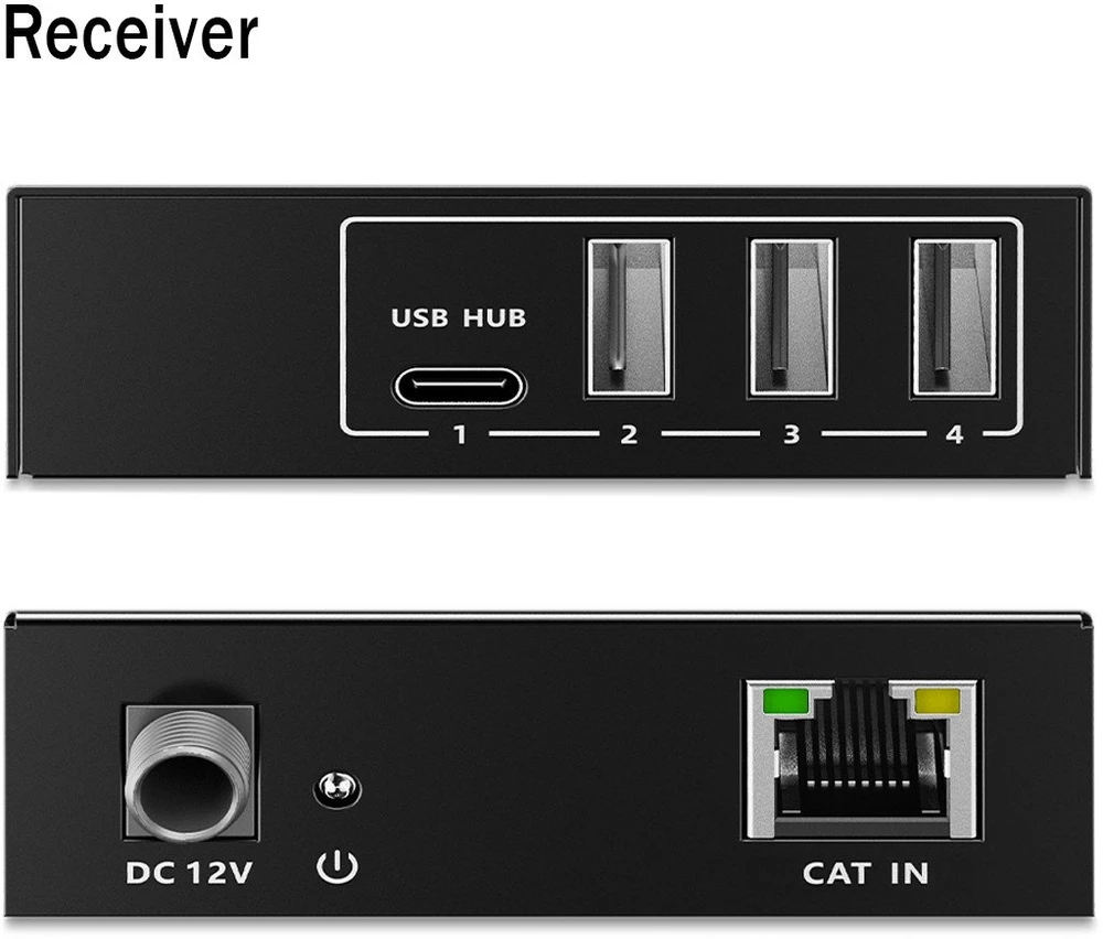 „Assmann Electronic DIGITUS USB“ ilgintuvas, USB 3.2 Gen1, 100 m, 3x USB-A ir 1x USB-C, skirtas naudoti su CAT kabeliu