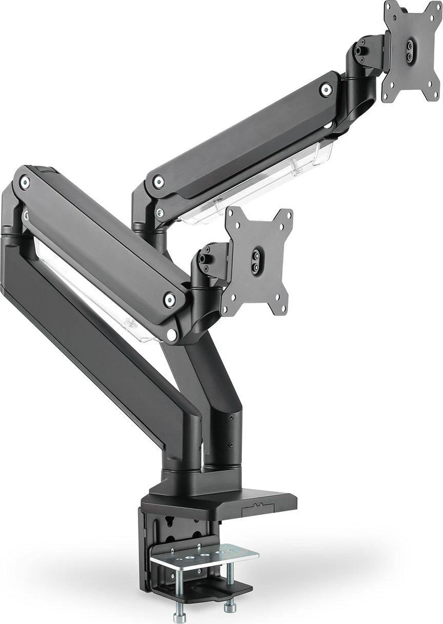 Assmann Electronic DIGITUS dvigubos dujinės spyruoklės Monitorius stalinis laikiklis 2x 35 colių 2x15 kg max juodas