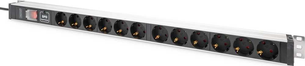 DIGITUS PDU 1HE 12xSchuko 16A Ausgnge 230V/16A juodas