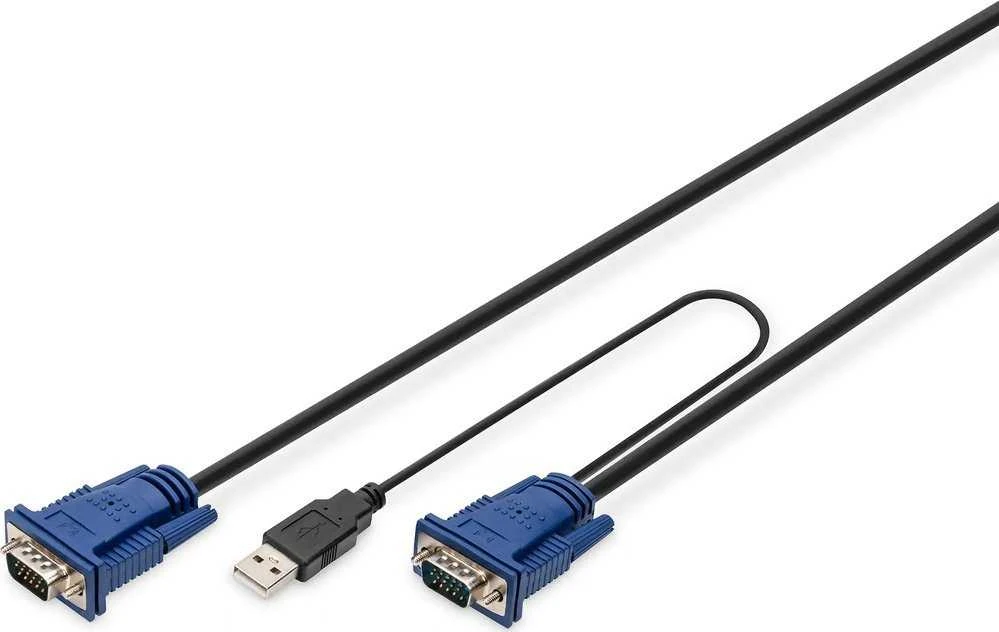 Assmann Electronic DIGITUS KVM kabelis PS2 ir USB konsolėms su KVM 1xHD-15/M 1xVGA HD-15/M 2xPS2 1x USB 1,8m