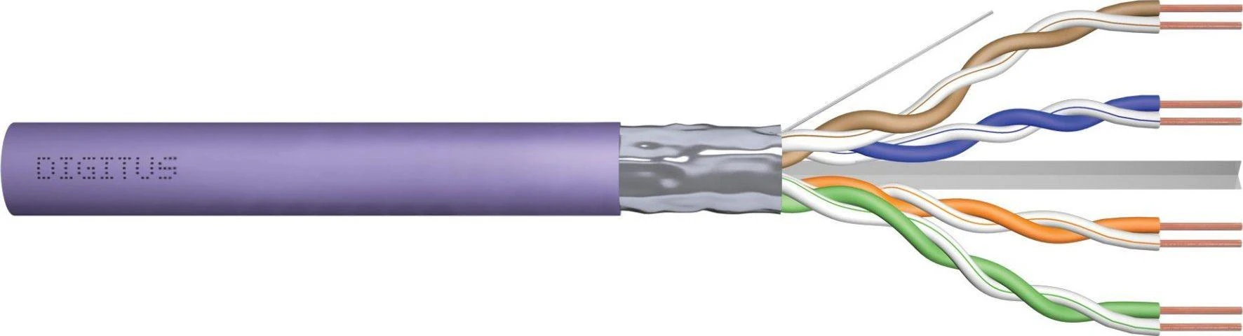 Assmann Electronic DIGITUS montavimo kabelis cat.6, F/UTP, Dca, vientisas laidas, AWG 23/1, LSOH, 100m, violetinis, folijuotas