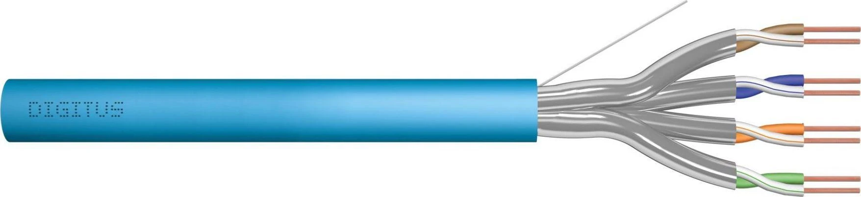 Assmann Electronic DIGITUS Montavimo kabelis kat.6A U/FTP Dca vientisas laidas AWG 23/1 LSOH 100m mėlynas folija
