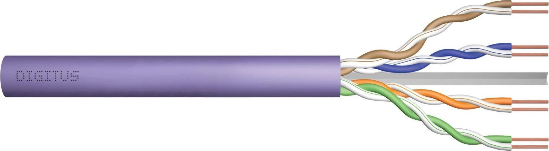 Assmann Electronic DIGITUS Montavimo kabelis cat.6 U/UTP Dca vientisas laidas AWG 23/1 LSOH 100m violetinis