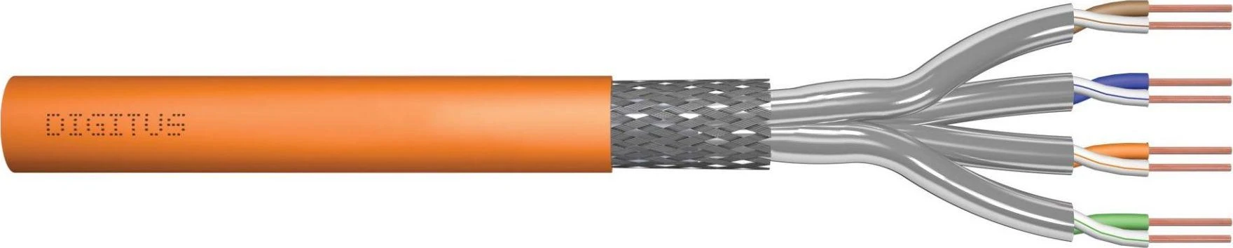 Assmann Electronic DIGITUS Montavimo kabelis kat.7 S/FTP Dca vientisas laidas AWG 23/1 LSOH 50m oranžinis folija