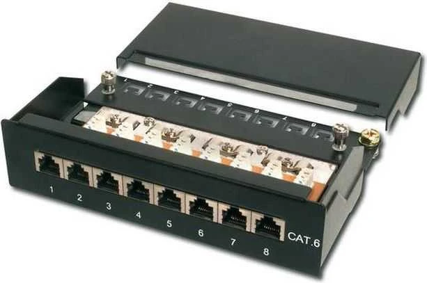 DIGITUS Patchpanel 1HE 8-Port Cat6 geschirmt juodas