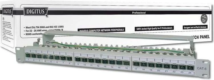 Assmann Electronic DIGITUS Komutacinė panelė 1HE 24 prievadų Cat6a ekranuota šviesiai pilka