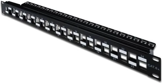 DIGITUS Patchpanel 1HE 24-Port modular geschirmt juodas