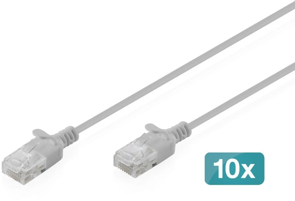 Digitus Patchcord Slim Cat.6 U/UTP LSZH 1.5m pilka 10 vnt. (DK-1618-015S-10)