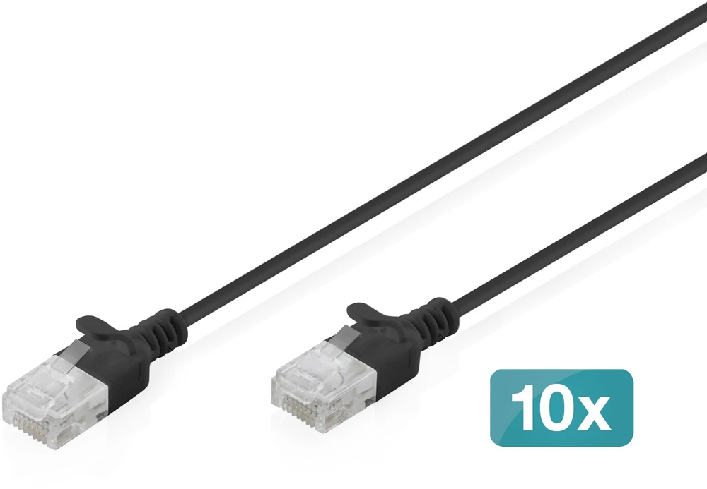 Digitus Patchcord Slim Cat.6 U/UTP LSZH 2m juoda 10 vnt. (DK-1618-020S-BL-10)