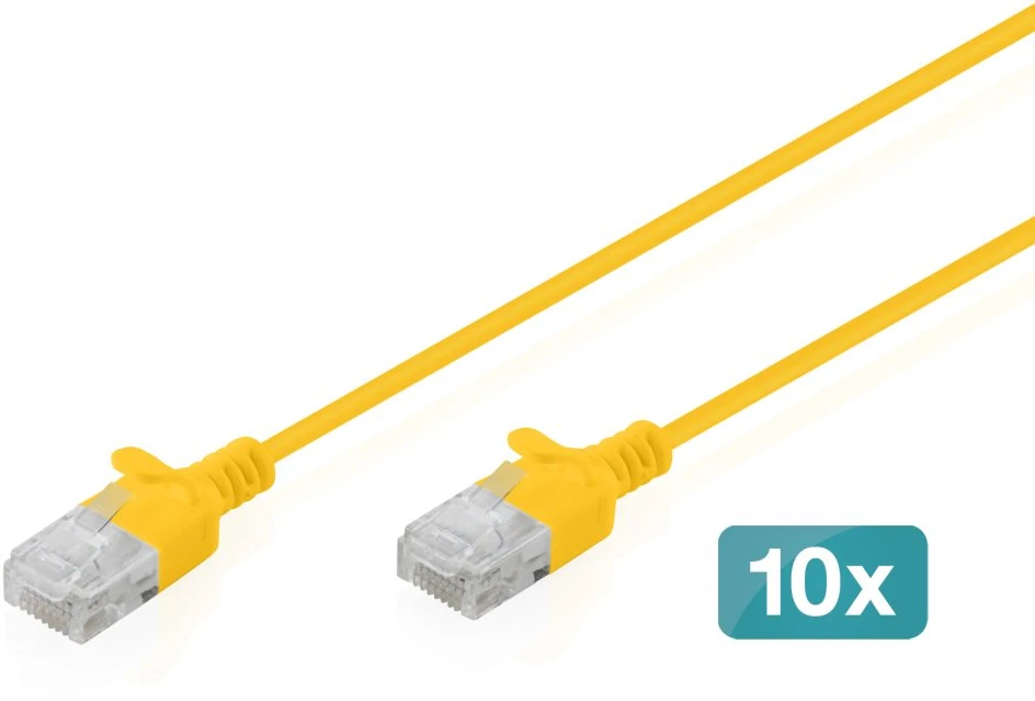 Digitus Patchcord Slim Cat.6 U/UTP LSZH 2m geltona 10 vnt. (DK-1618-020S-Y-10)