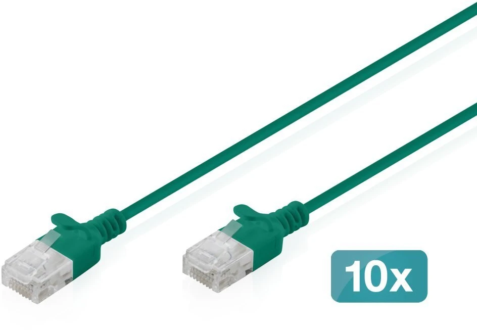 Digitus Patchcord Slim Cat.6 U/UTP LSZH 0.5m žalia 10 vnt. (DK-1618-005S-G-10)