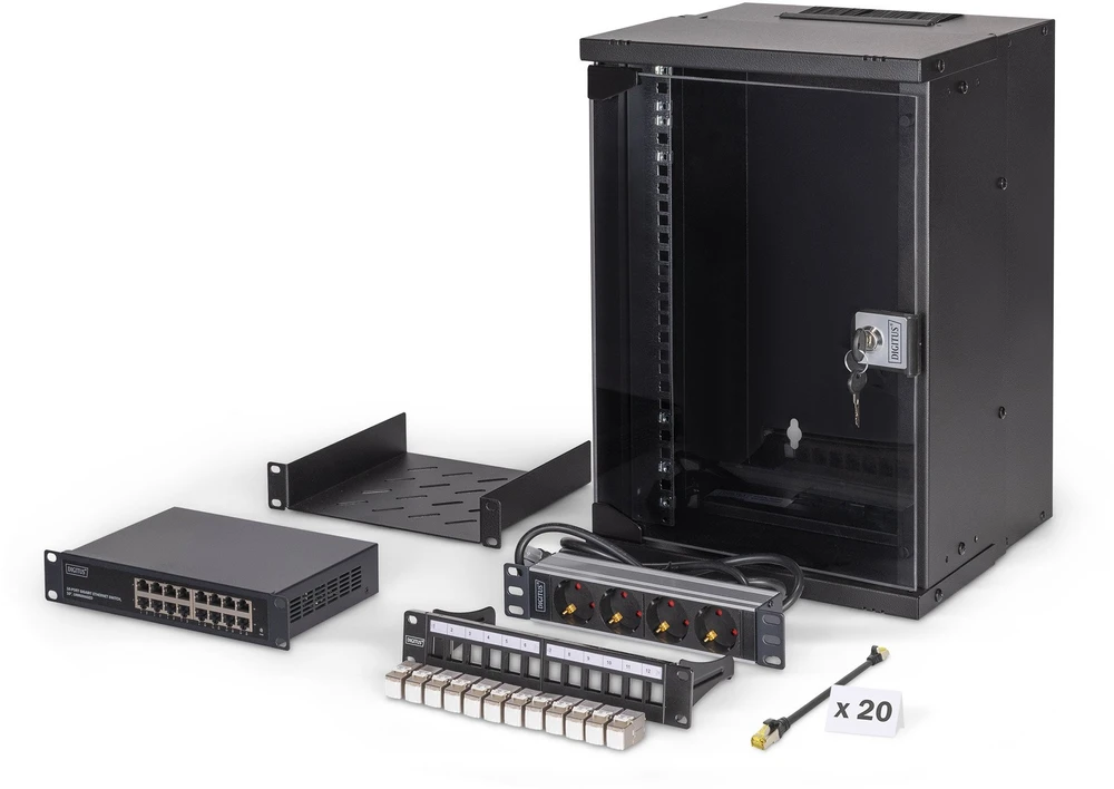Digitus DN-49103-SET lentyna 9U Sieninis stovas Juoda