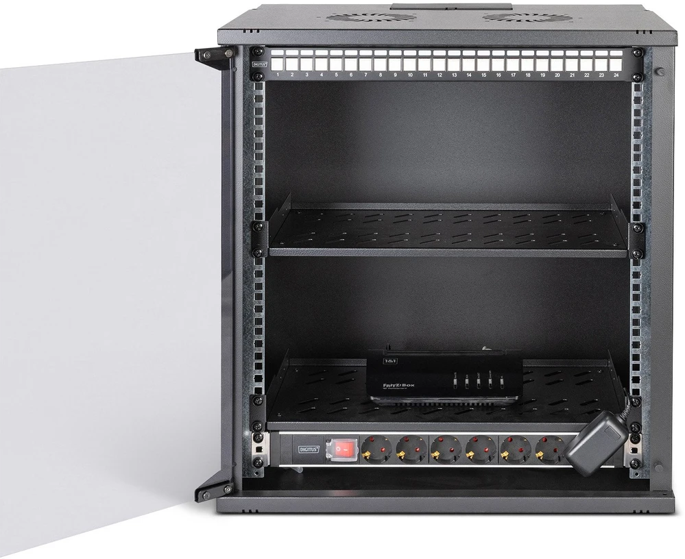 Spinta Digitus DIGITUS Netzwerk-Set 483 mm (19'') - 12HE, 540x400 mm (BxT)sw