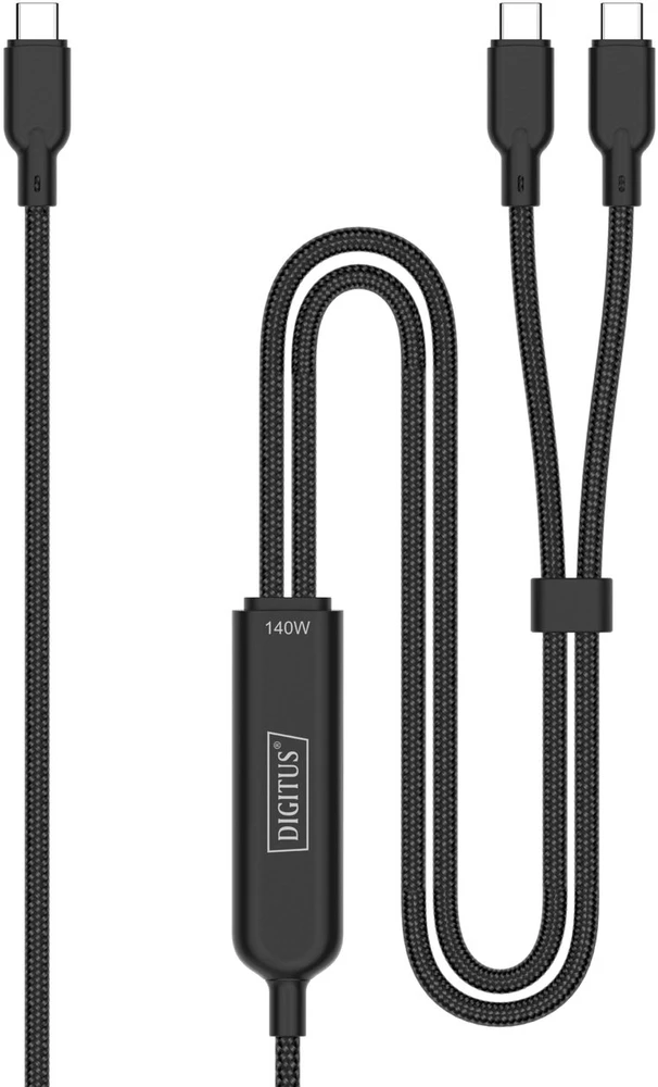„Digitus“ | USB-C 2in1 įkrovimo laidas, 140 W | AK-300170-018-S