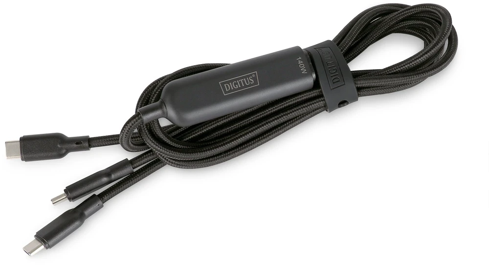 „Digitus“ | USB-C 2in1 įkrovimo laidas, 140 W | AK-300170-018-S
