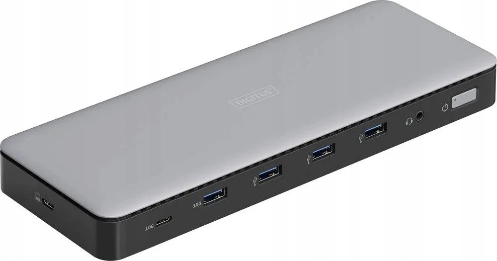 ASA Digitus DA-70918 knyginių kompiuterių dokas / jungčių replikatorius Vielinis USB 3.2 Gen 2 (3.1 Gen 2) Type-C Juoda, Pilka