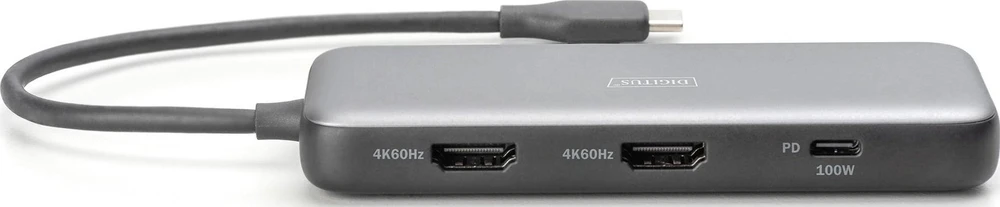 „Digitus USB-C“ įkrovimo stotelė, 8 prievadų | DA-70915 | Ethernet LAN (RJ-45) jungtys: 1 | HDMI jungčių kiekis: 2