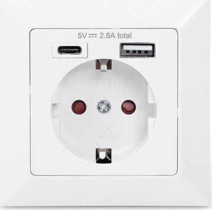 Digitus Skaitmenas | Apsauginis kištukas, skirtas montuoti įleidžiamas, su 1 x USB Type-C, 1 x USB A