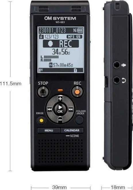 Diktofonas Olympus | Digital Voice Recorder | WS-883 | Juodas | MP3 playback