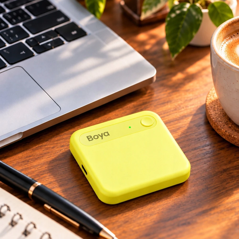Diktofonas BOYA Notra Neo Voice Recorder with AI Transcription - Geltona