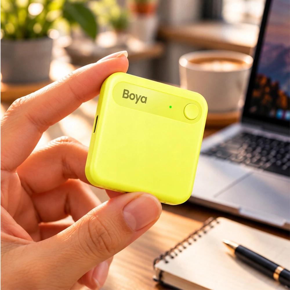 Diktofonas BOYA Notra Neo Voice Recorder with AI Transcription - Geltona